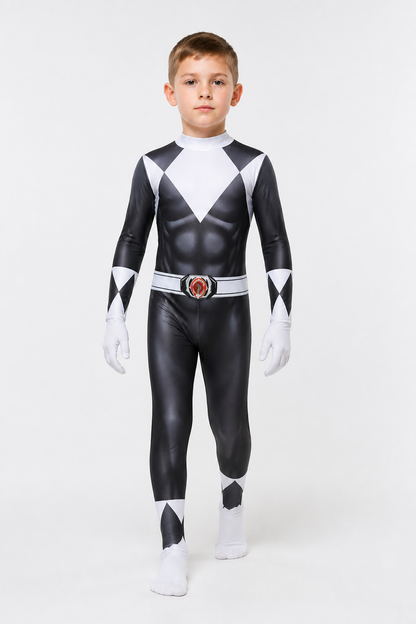 Children’s superhero-themed carnival jumpsuit costume with mask product detail 2