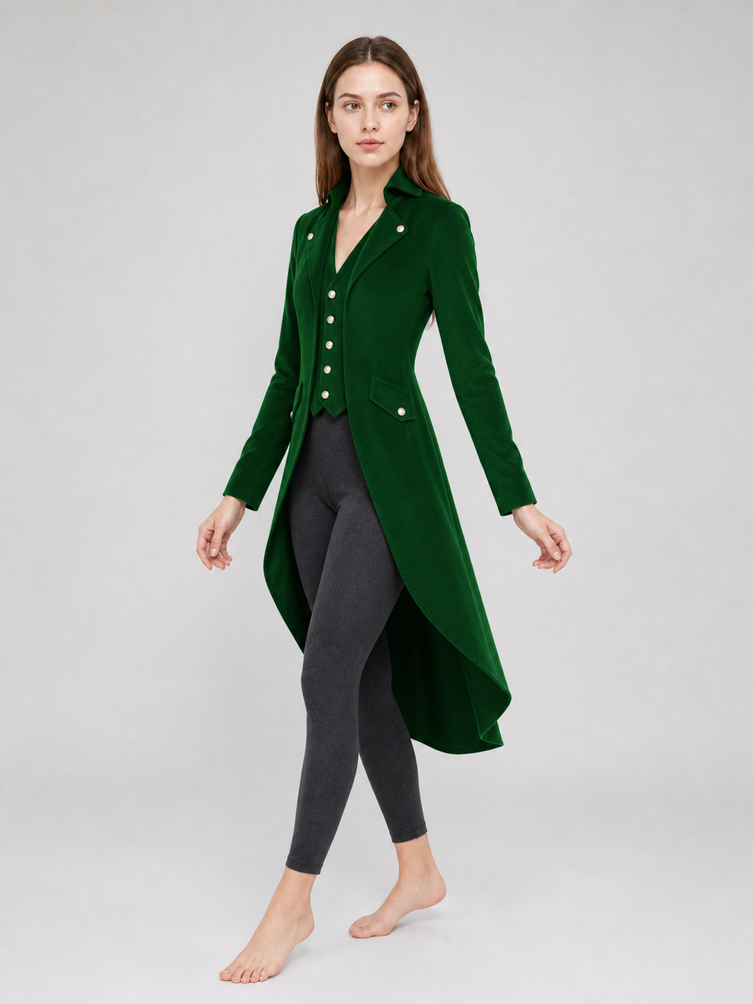 Long Dark Green Gothic-Style Tailcoat