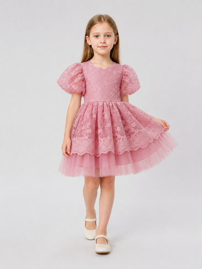Girls' Princess Dress with Full Skirt and Lace Costume Dresses detail 2