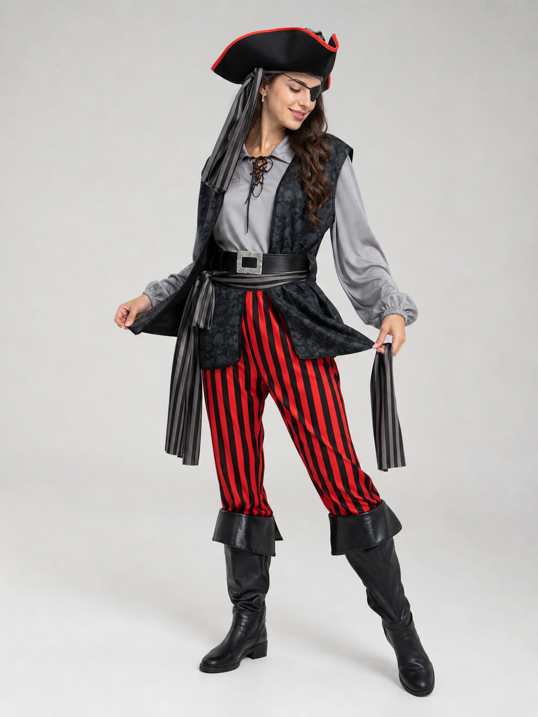 Pirate Costume with Vest, Hat, and Eye Patch