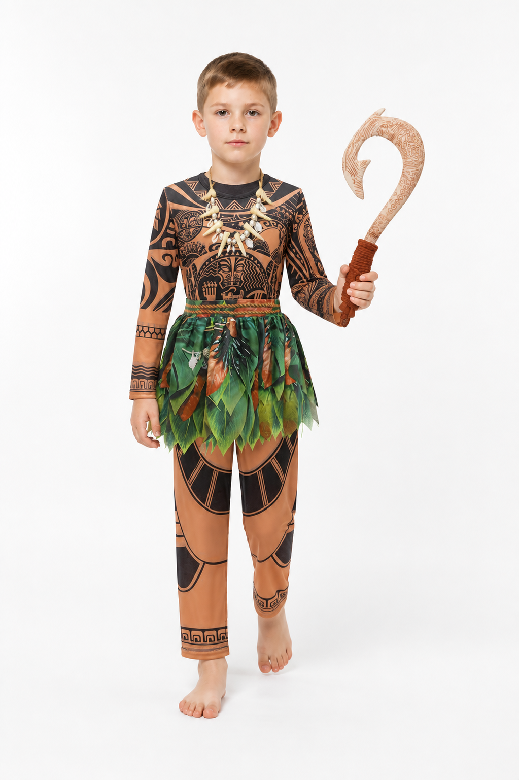Maui Carnival Costume with Tattoo Print and Leaves Costumes detail 2