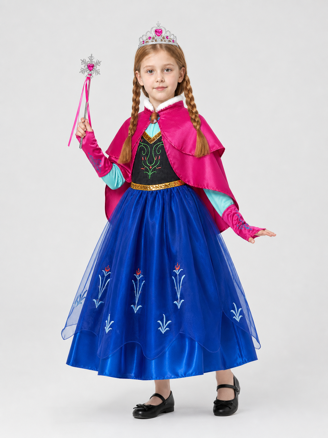 Children's Elsa Princess Costume with Cape and Crown Costume Capes detail 2
