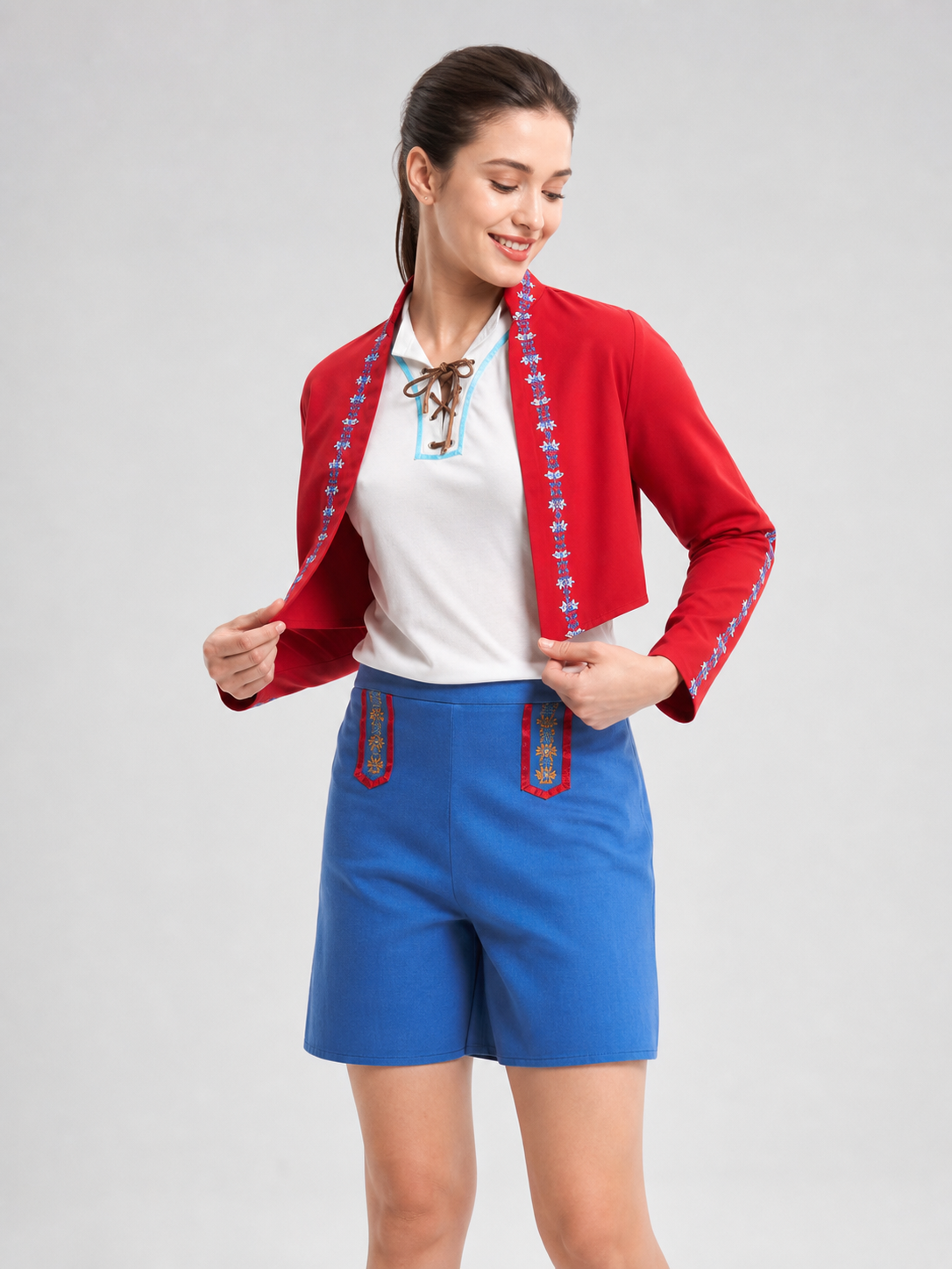 Historical Cosplay Costume, Red and Blue Set Costumes detail