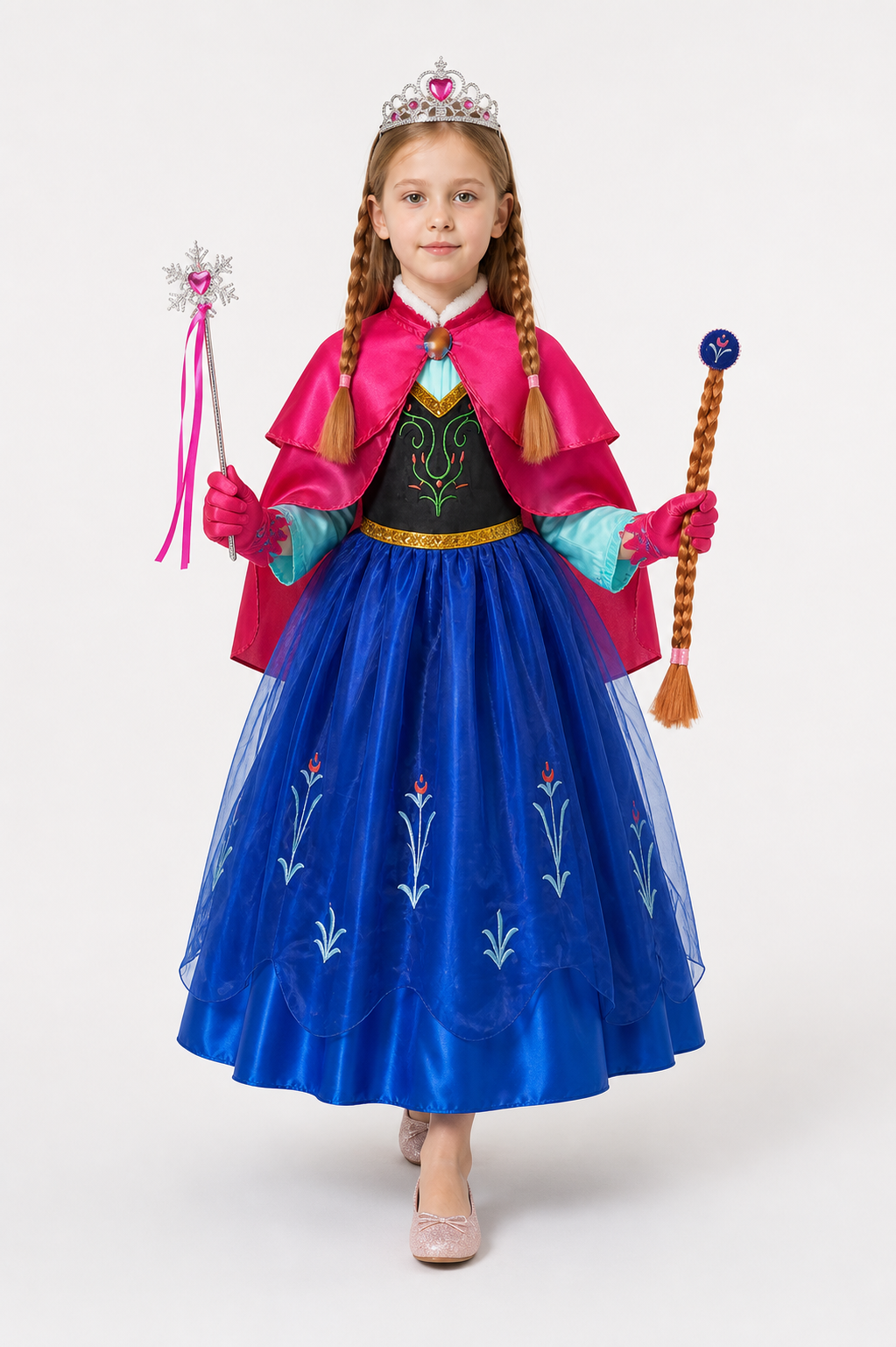 Snow Queen Costume with Cape and Crown Costume Capes detail 2