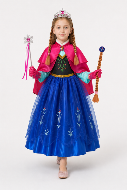 Snow Queen Costume with Cape and Crown Costume Capes detail 2