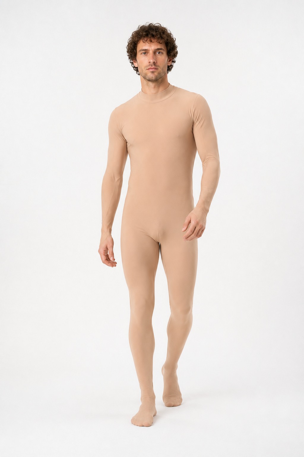 Flesh-colored zentai bodysuit with a high collar product detail 2