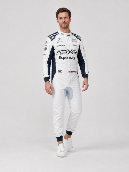 White and Navy Blue Racing Jumpsuit for Cosplay, Costume Costumes detail 2