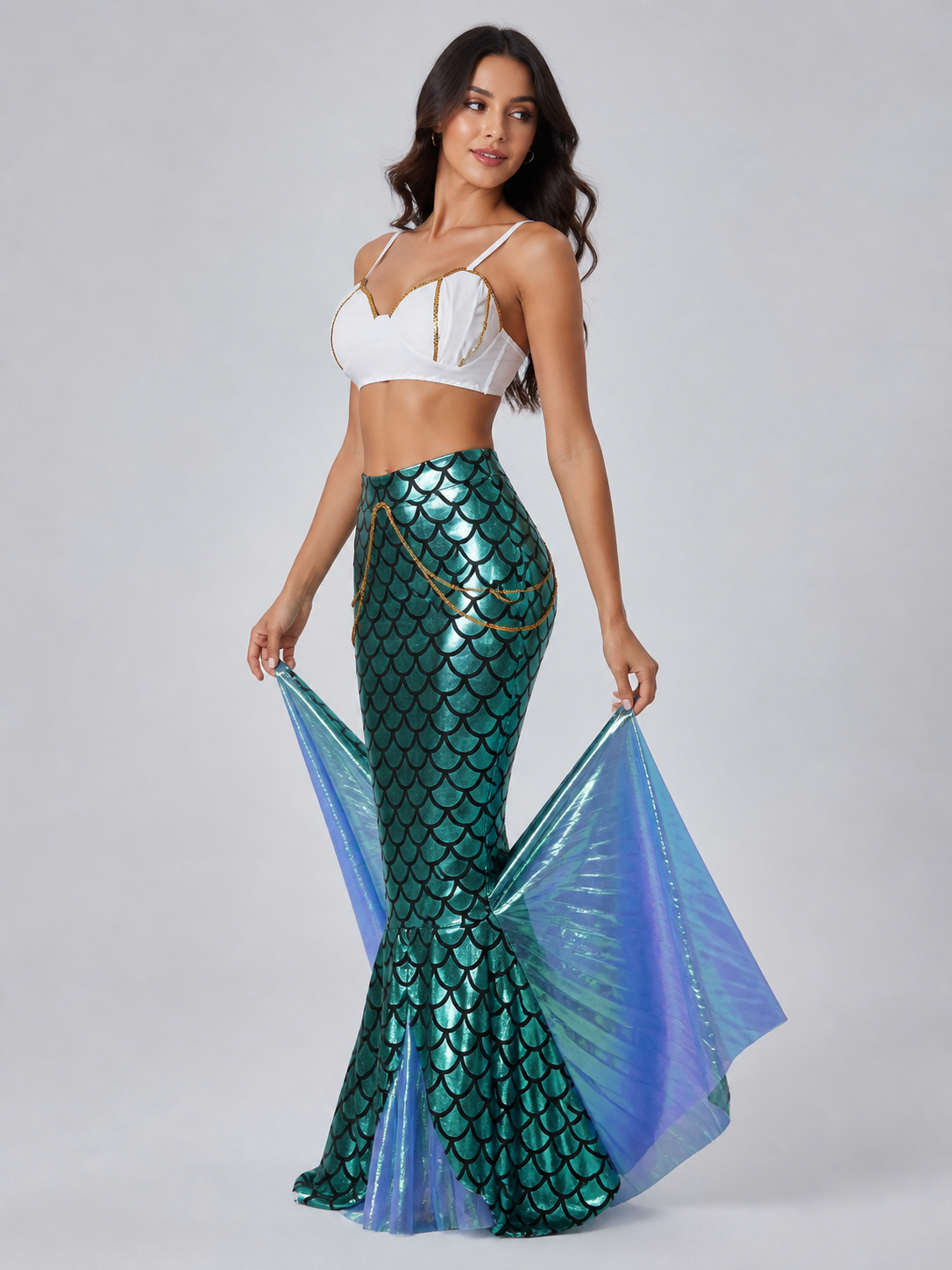 Mermaid Stage Costume with Top and Skirt Costumes detail 2