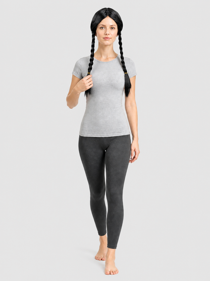 Black Wig with Two Braids, Wednesday Cosplay Costume Wigs detail 2