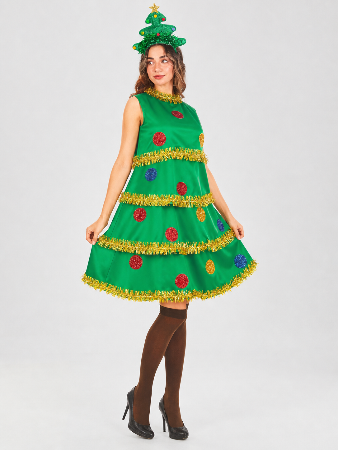Green Christmas Tree Costume for Cosplay with Accessories