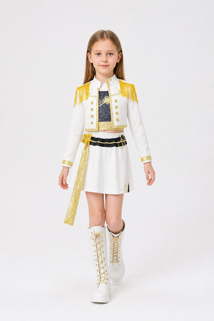 Children's White Costume with Gold Embellishments for Halloween Costumes detail 2