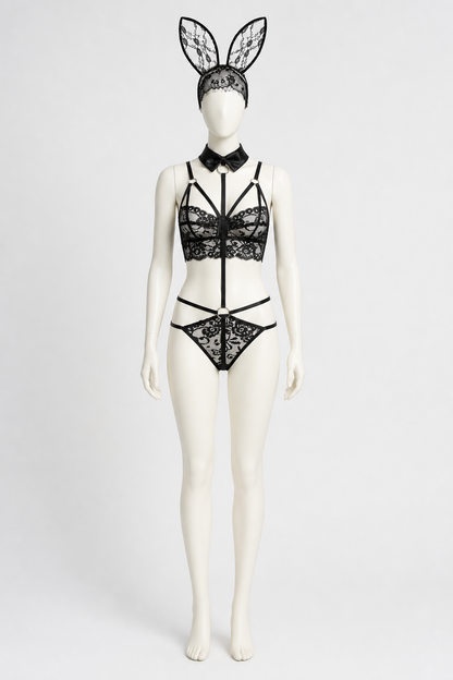 Lace Bunny Costume with Ears and Straps Costumes detail 2