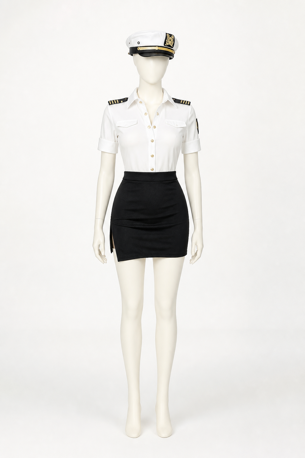 Police Costume with Shirt, Skirt, and Cap Costume Headwear detail 2