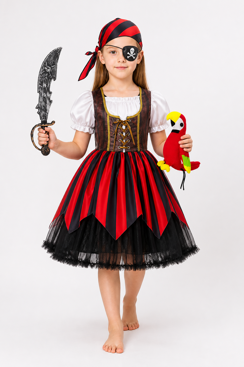 Red and Black Pirate Costume with Accessories Costume Accessories detail 2