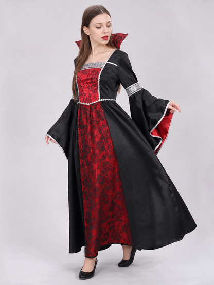 Gothic Dress with Cape, Patterns, and Pendant