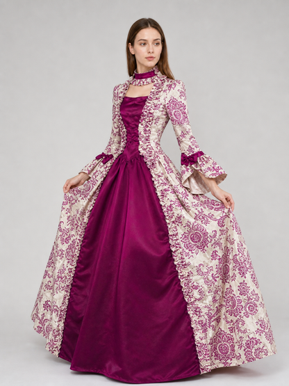 Dressy dress with a patterned design and flared sleeves