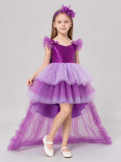 Children’s Purple Sequin Dress with a Train product detail 2