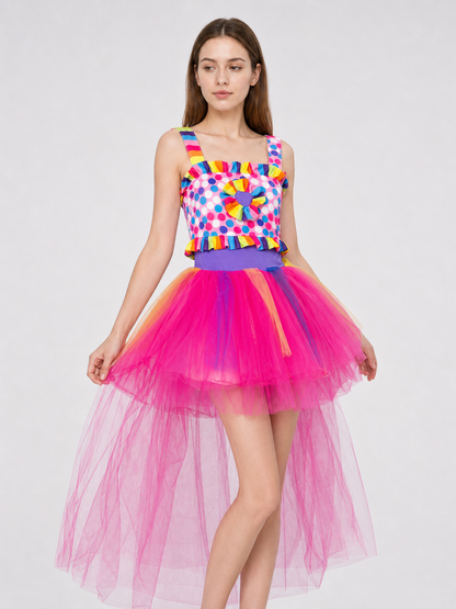 Carnival Clown Dress Costume with Hat