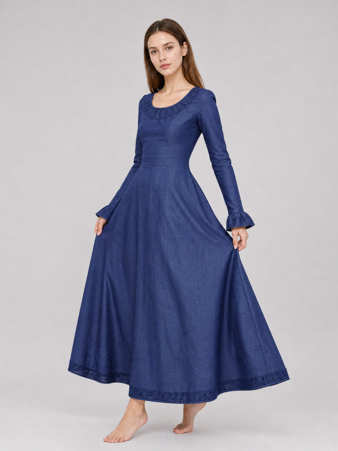 Vintage Long Dress with Long Sleeves
