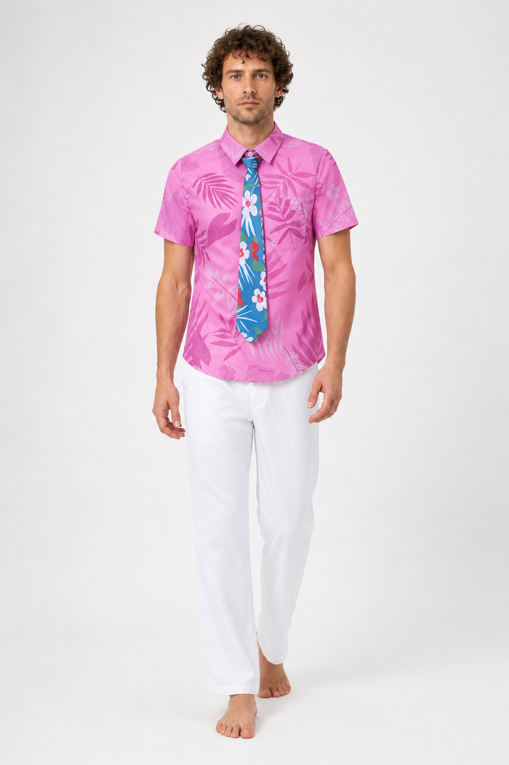Children's costume: shirt, pants, tie, tropical print Costumes detail