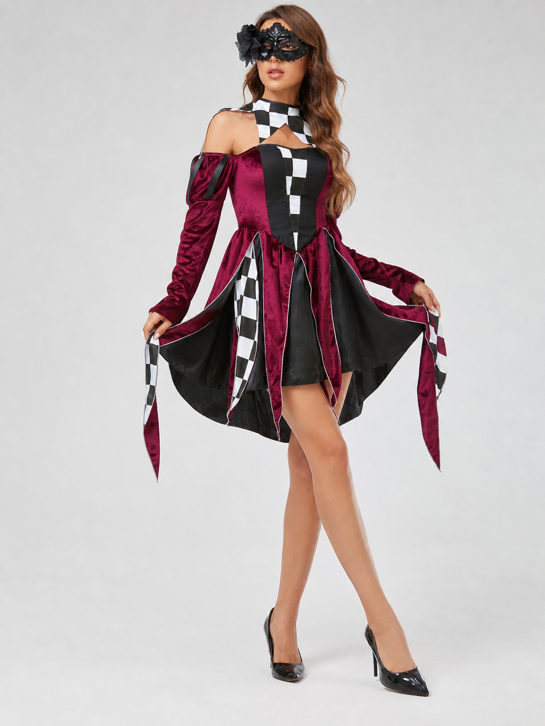 Retro Carnival Dress with Checkered Print