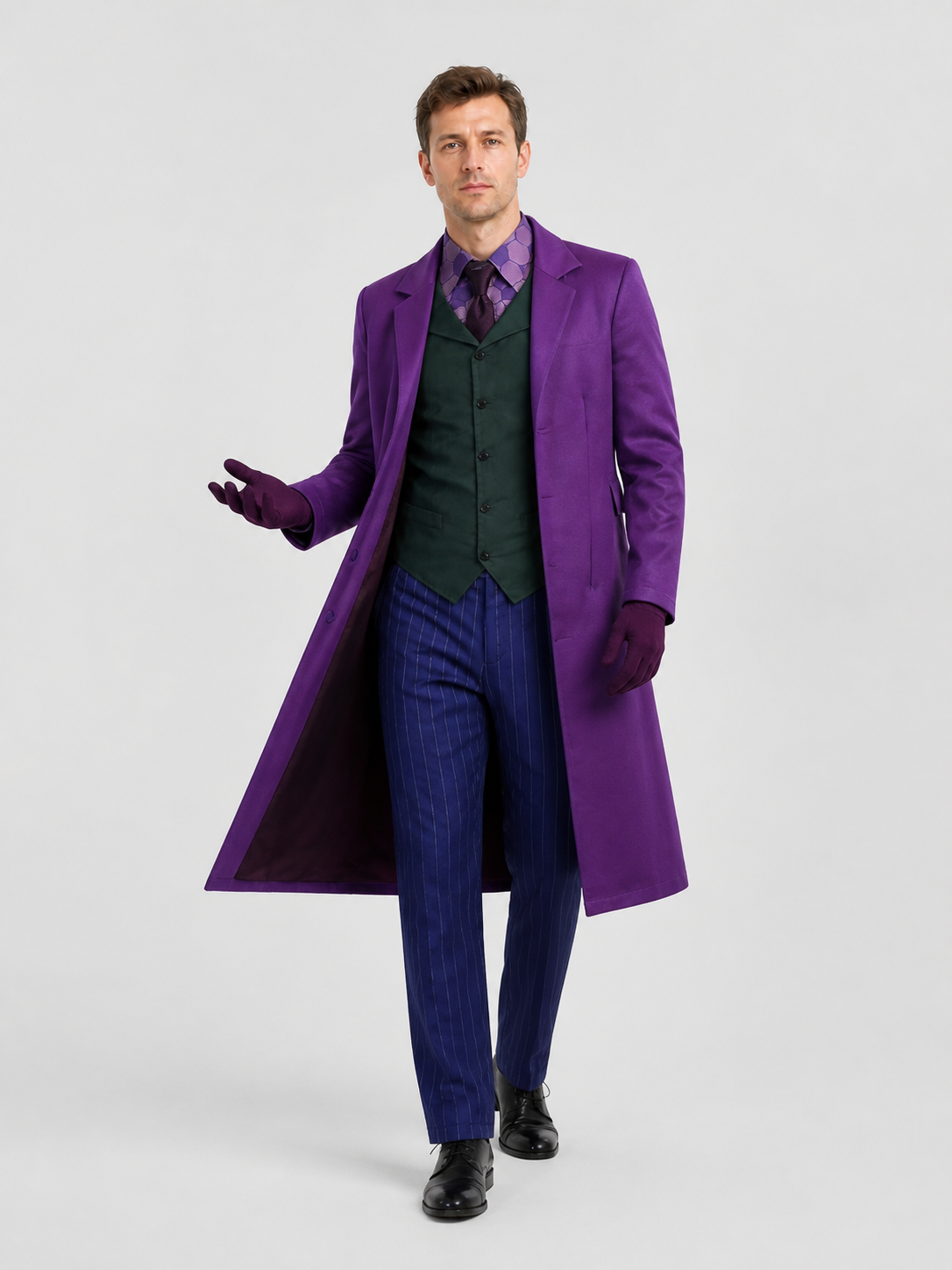 The Dark Knight Joker Cosplay Costume, Purple Costumes detail 2