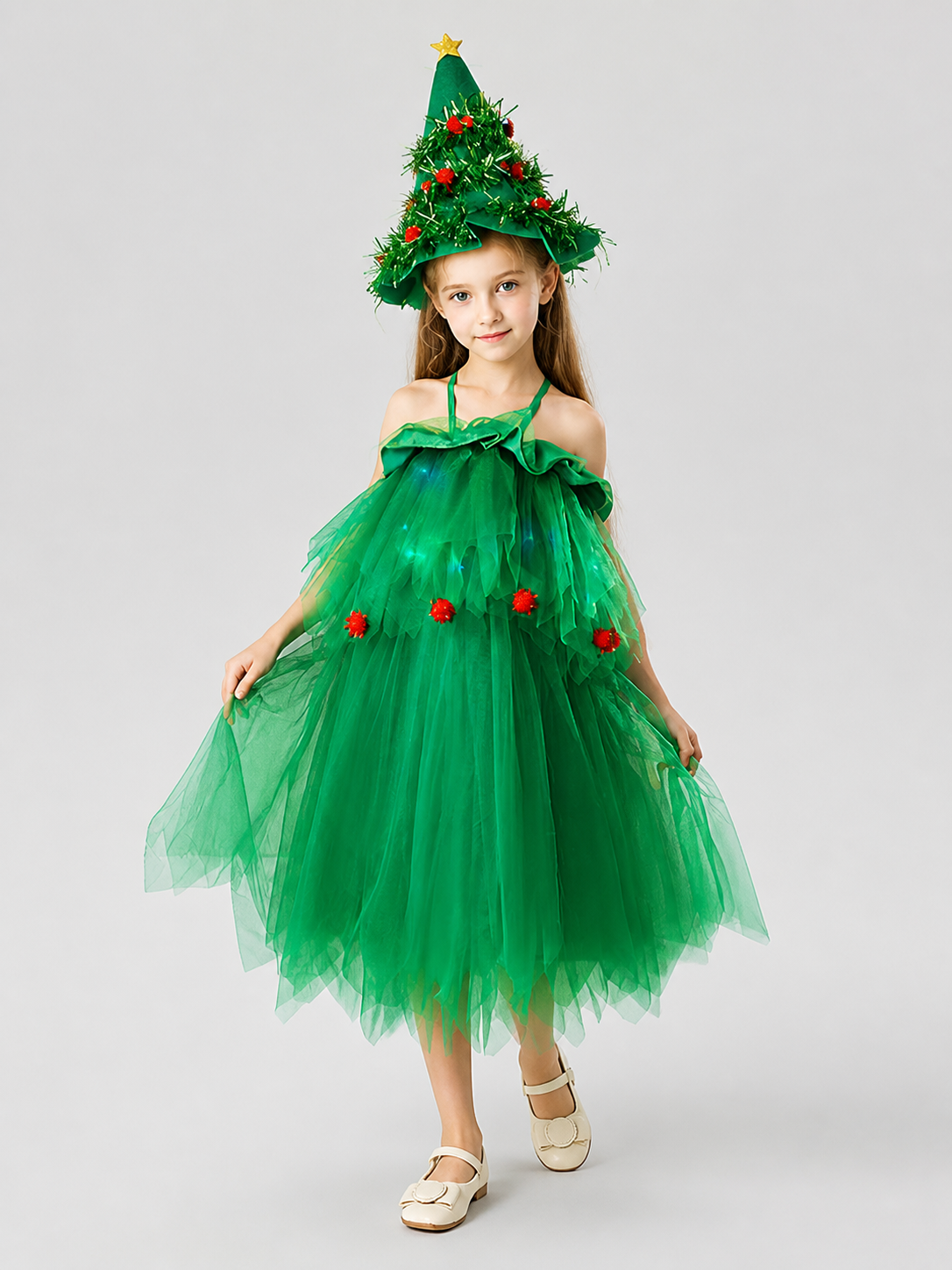 Light-Up Christmas Tree Costume with Dress and Hat Costume Dresses detail 2
