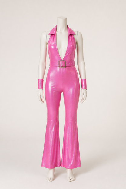 Jumpsuit with a Deep V-Neckline and Flared Legs product detail 2