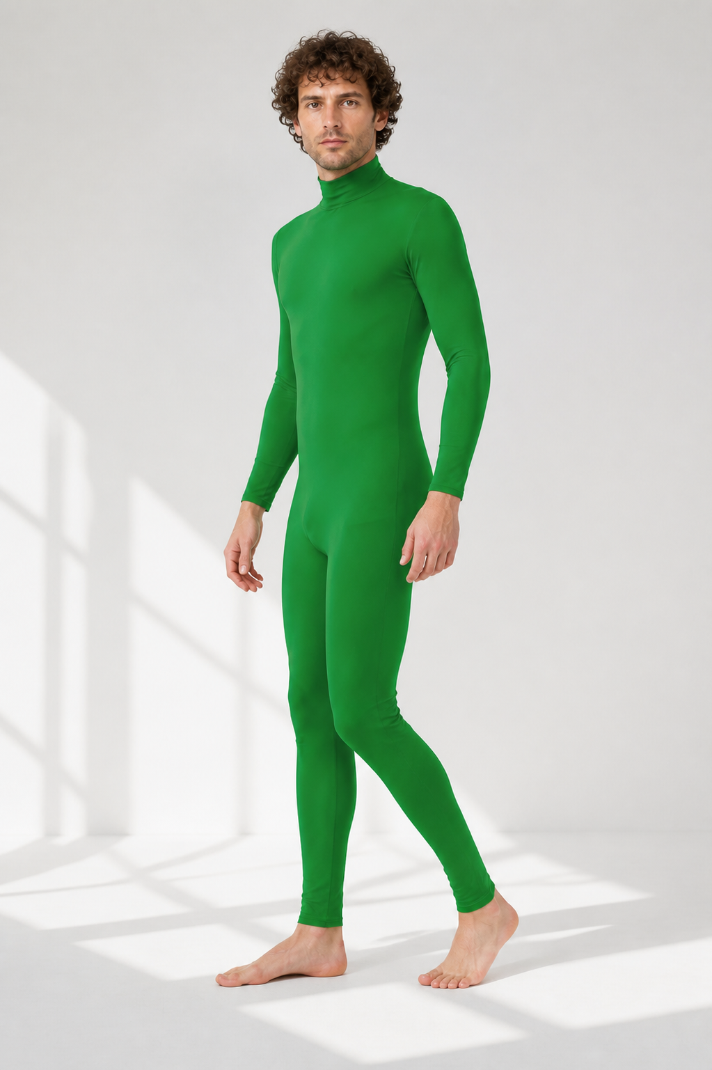 Green Fitted Jumpsuit with a High Collar product detail 2