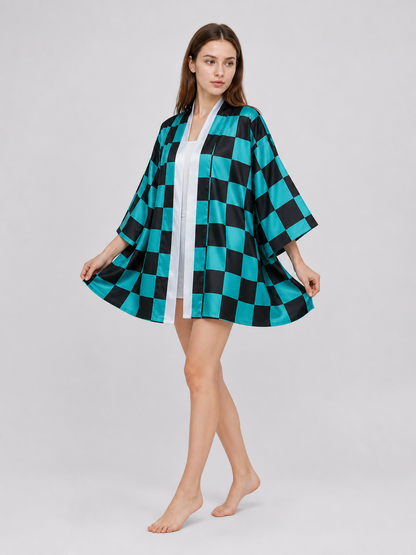 Tanjiro Checkered Cloak for Cosplay, Size M
