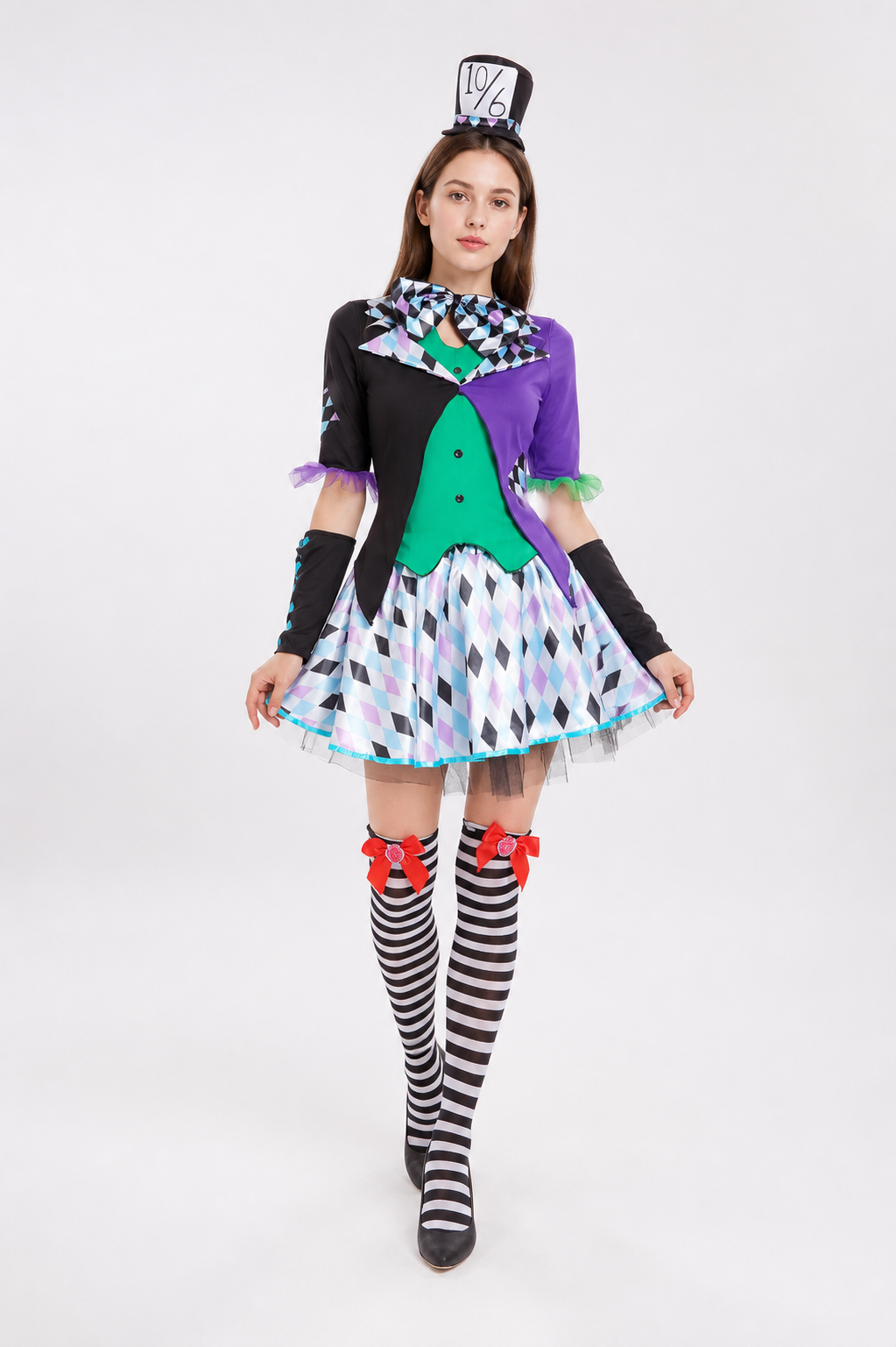 Clown Costume with a Full Skirt and Geometric Pattern Costumes detail 2