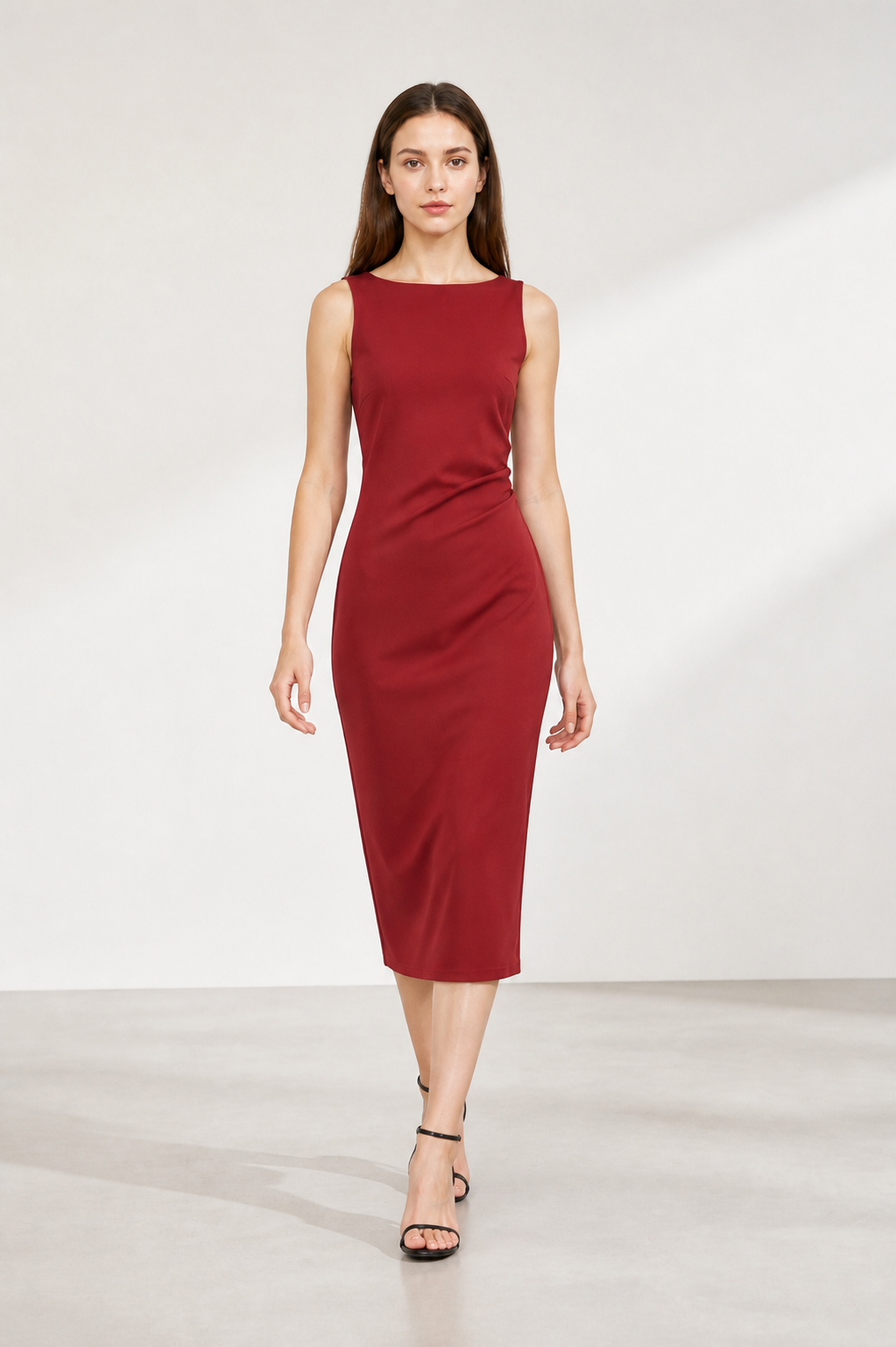 Red Fitted Sleeveless Dress with Draping Costume Dresses detail 2