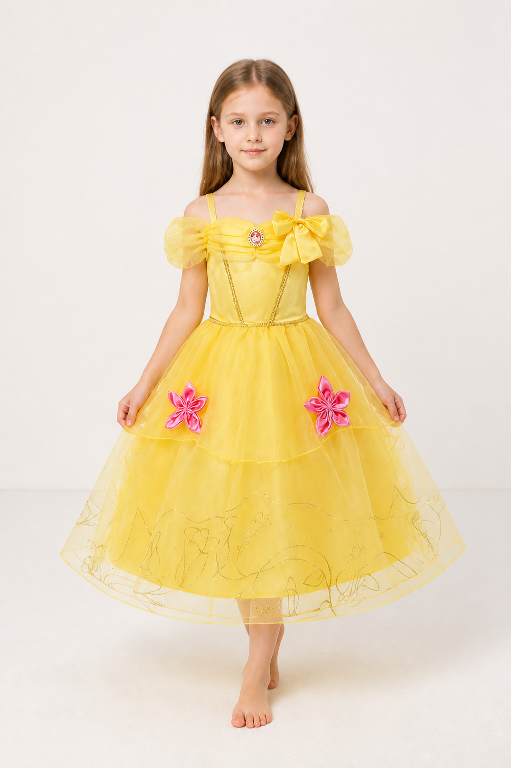Children's Yellow Carnival Dress with a Bow and Full Skirt Costume Dresses detail 2