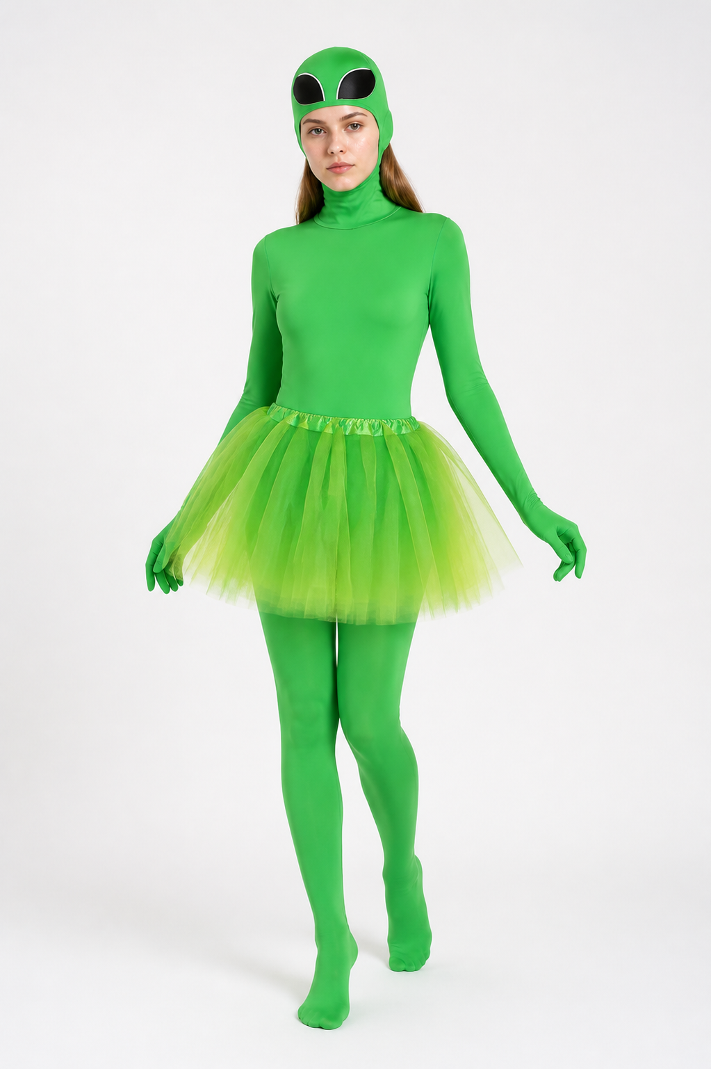 Green Alien Costume with Skirt and Mask for Halloween Costume Masks detail 2