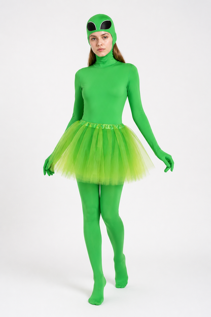 Green Alien Costume with Skirt and Mask for Halloween Costume Masks detail 2