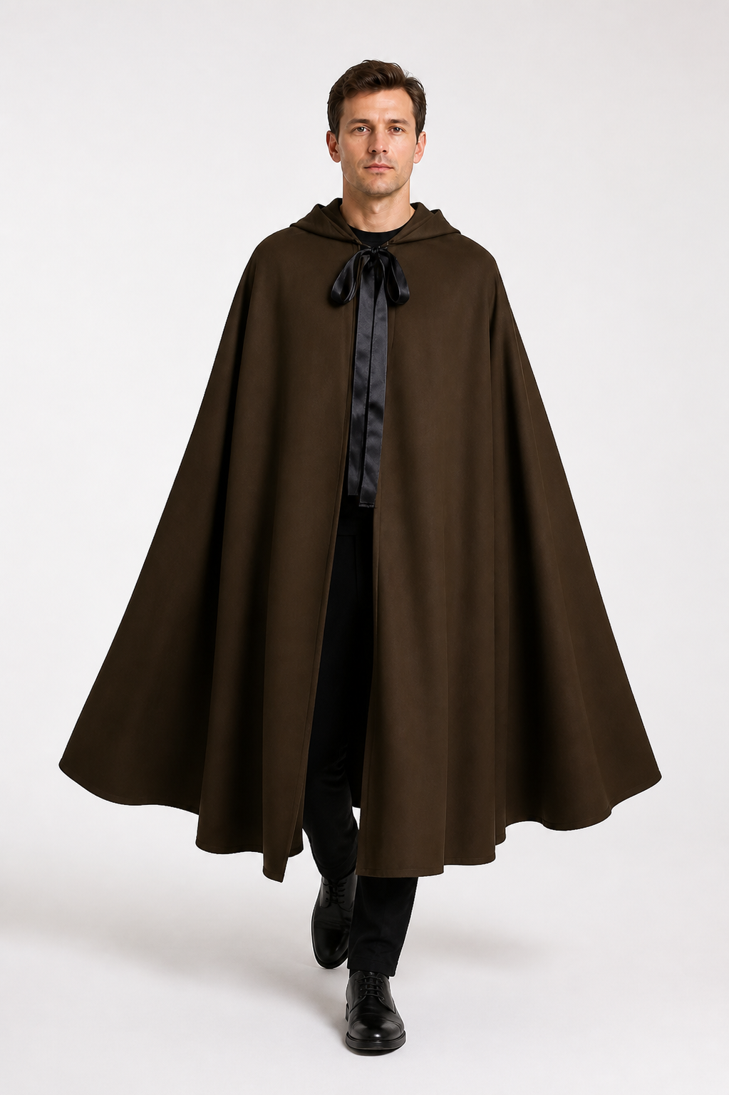 Brown Hooded Cloak for Halloween and Vampire Cosplay Costume Capes detail 2