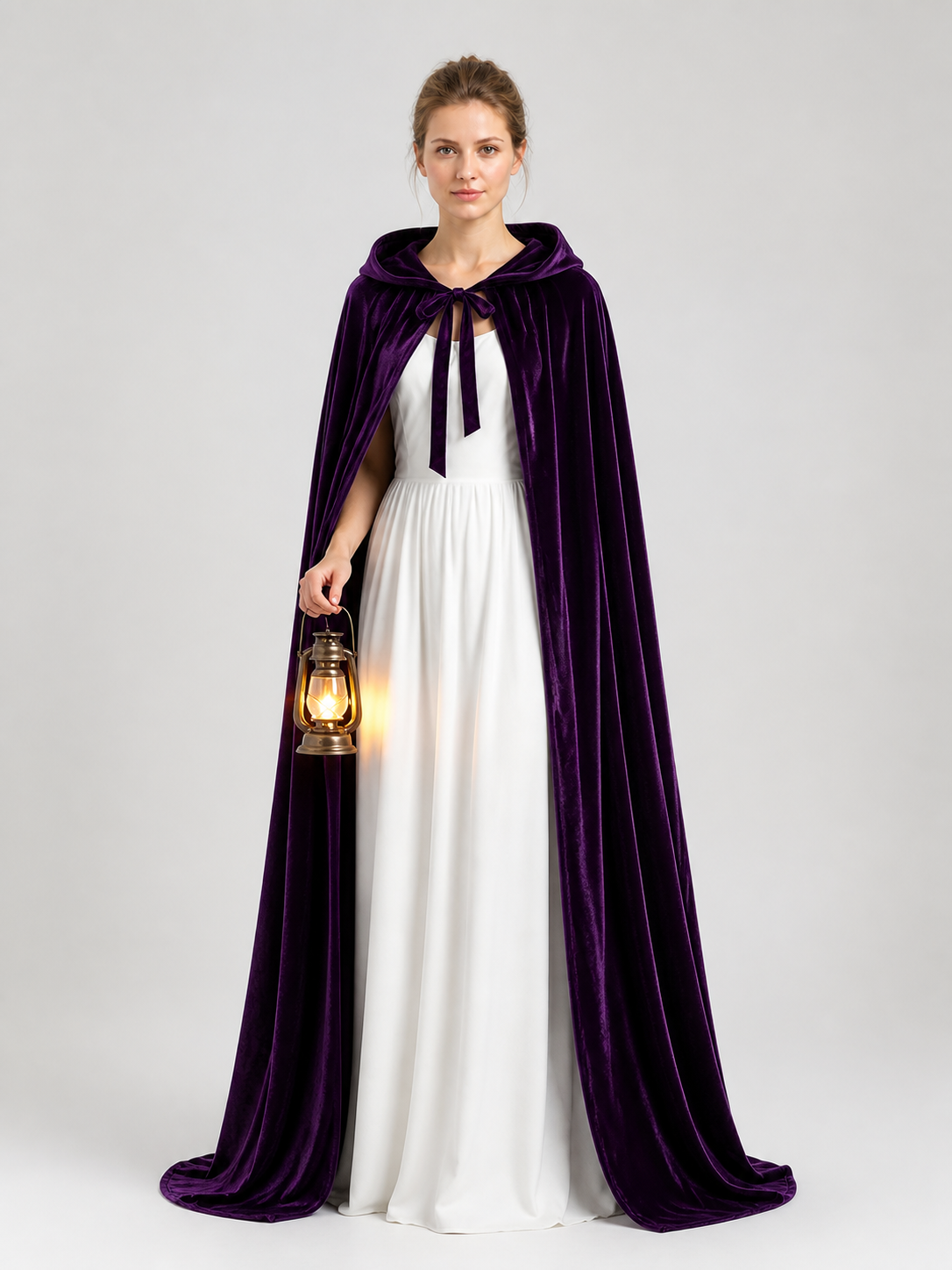 Long Purple Hooded Cape for Cosplay Costume Capes detail 2