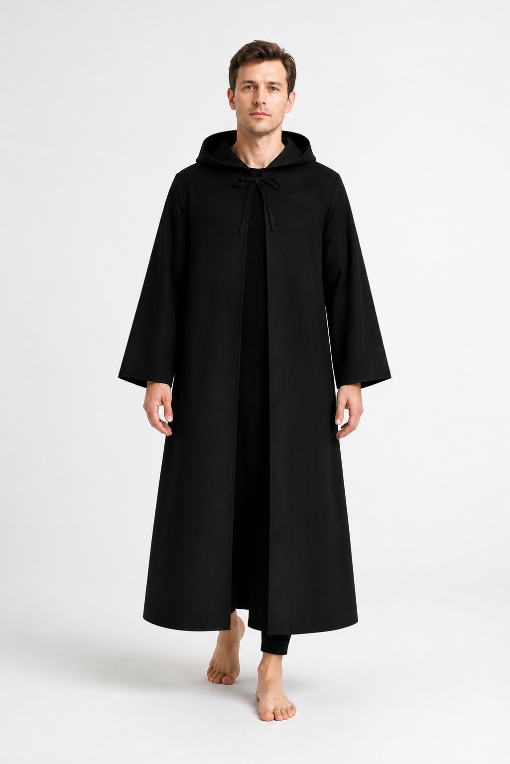 Long black hooded cloak for Jedi cosplay Costume Capes detail 2