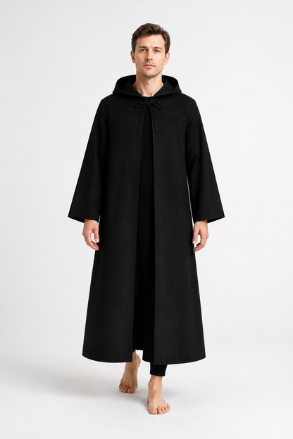 Long black hooded cloak for Jedi cosplay Costume Capes detail 2