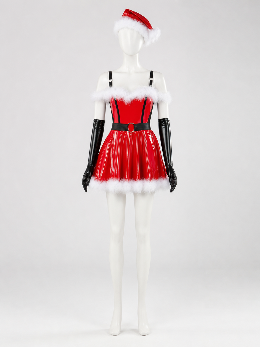Red Christmas Costume with White Trim