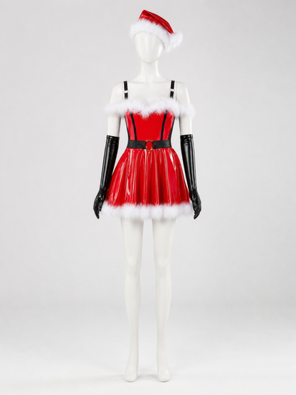 Red Christmas Costume with White Trim