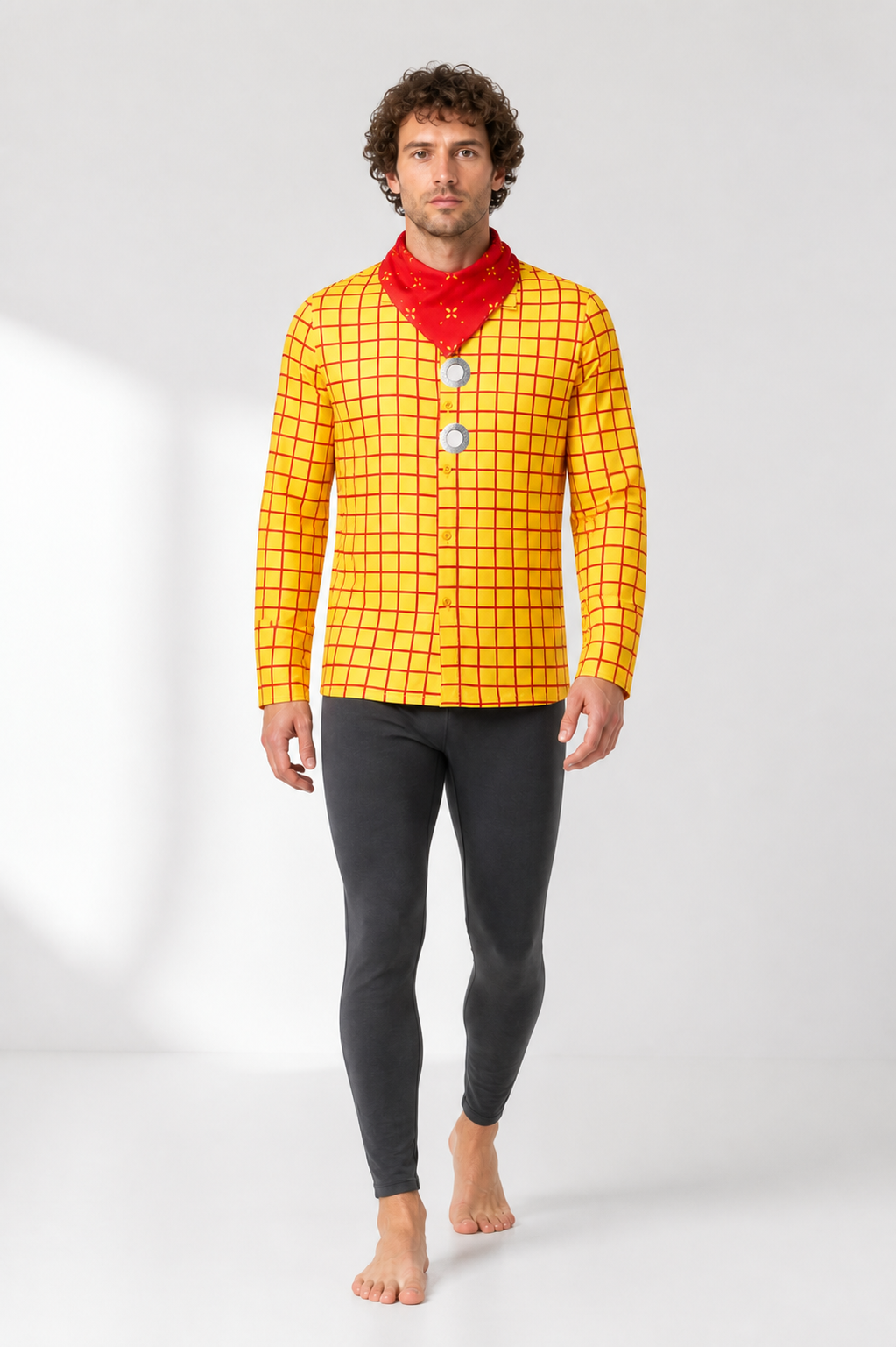 Woody Cosplay Shirt, Yellow with Red Plaid Costumes detail 2