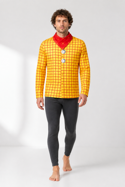 Woody Cosplay Shirt, Yellow with Red Plaid Costumes detail 2