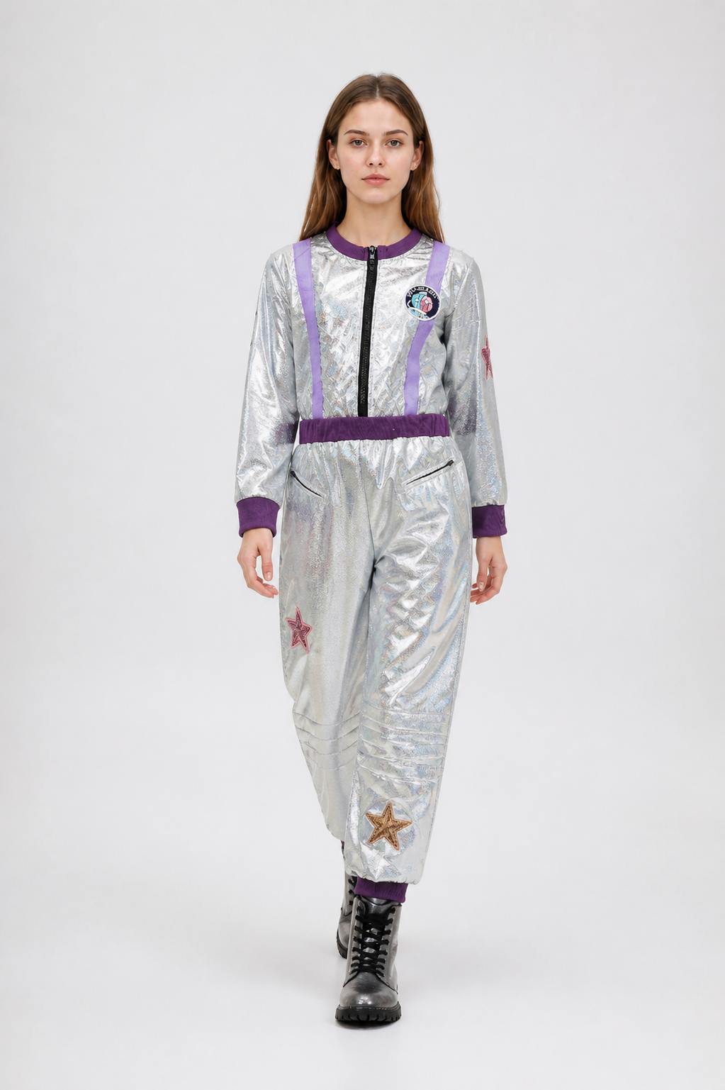Silver Astronaut Jumpsuit with Stars for Parties product detail