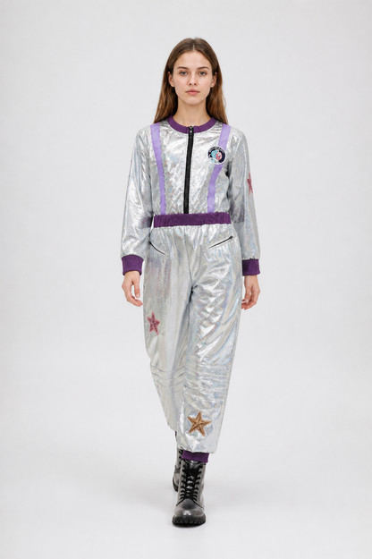 Silver Astronaut Jumpsuit with Stars for Parties product detail