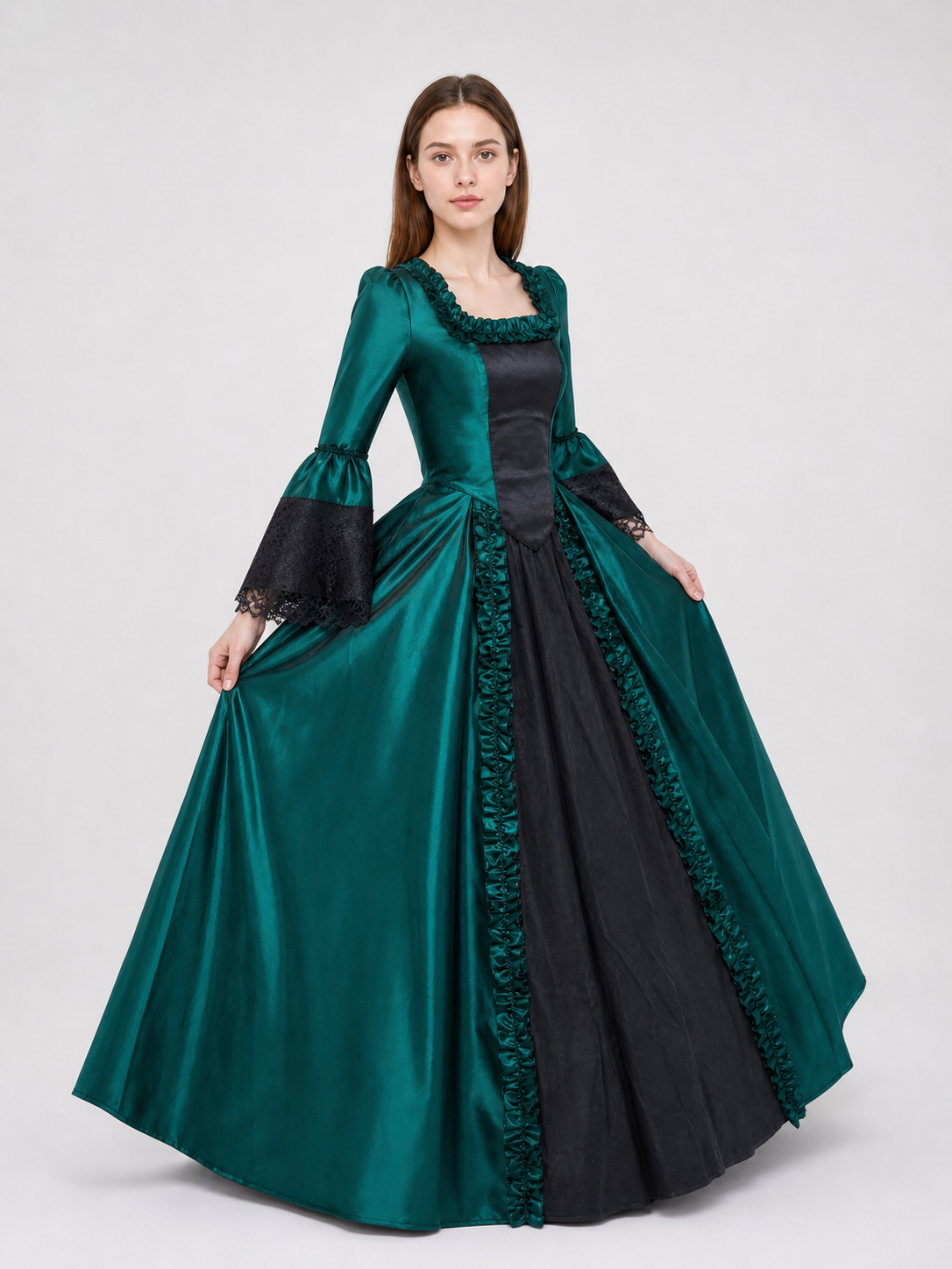 Gothic Victorian Dress with Wide Sleeves