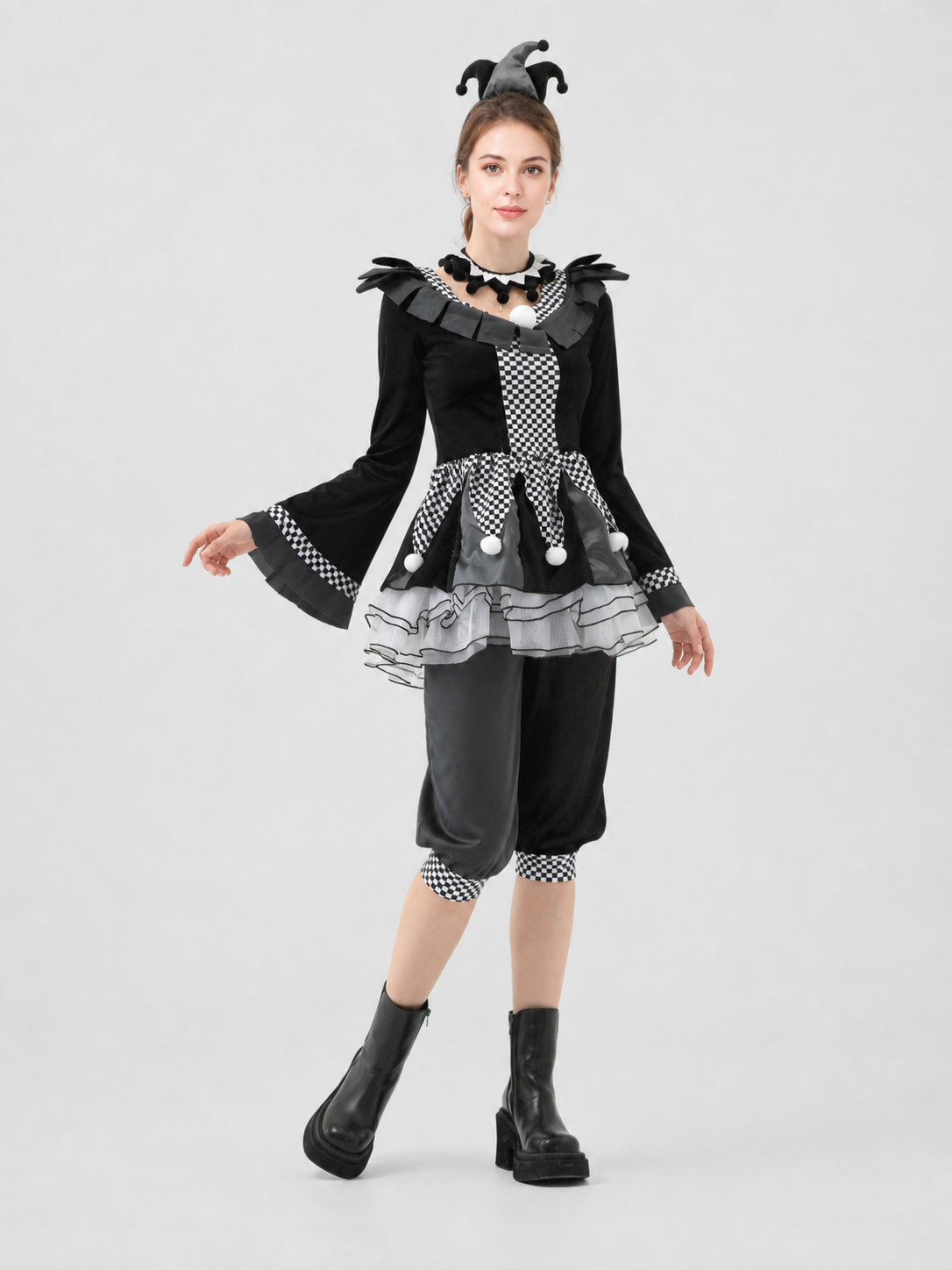 Circus Evil Clown Costume with Balls for Halloween