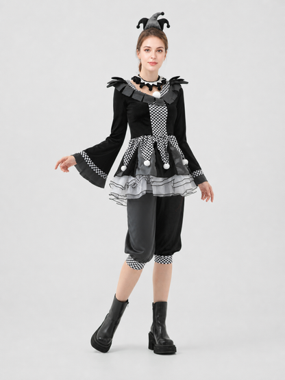 Circus Evil Clown Costume with Balls for Halloween