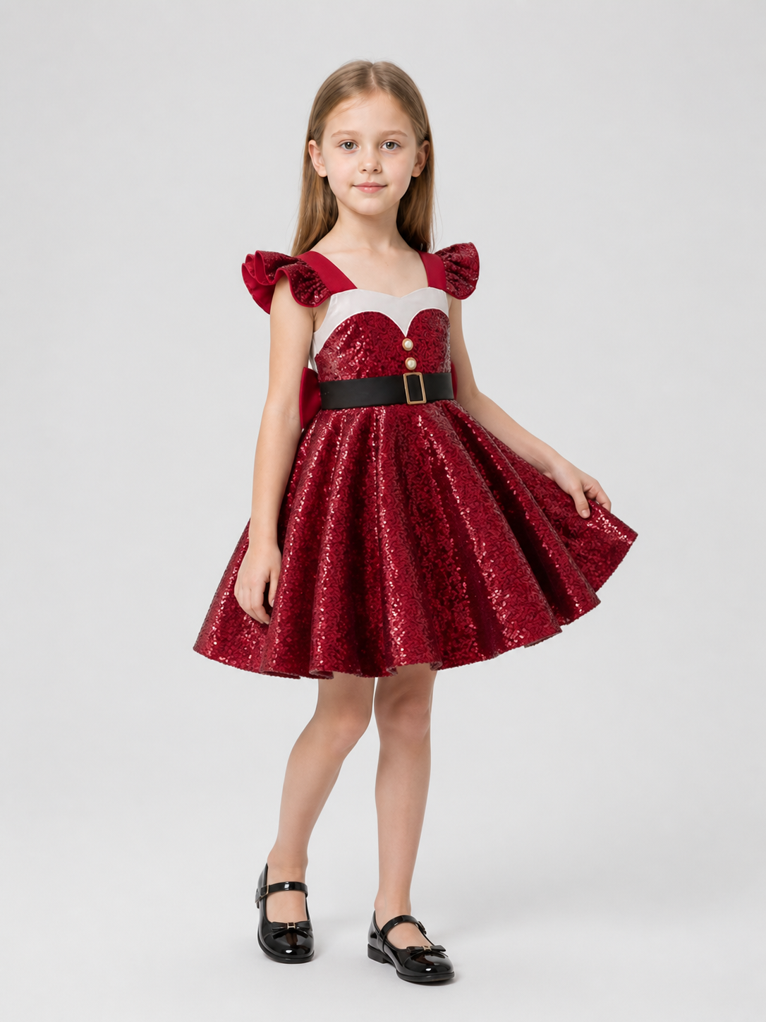 Children's Party Dress with Sequins and Bow Costume Dresses detail 2