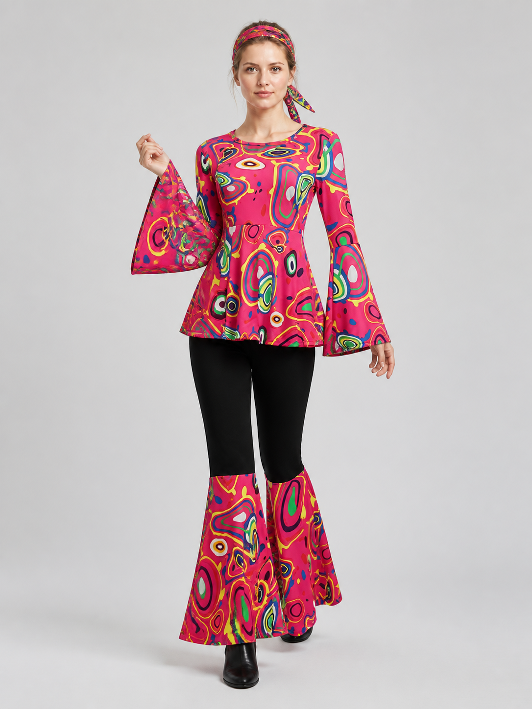 Hippie Stage Costume: Top, Flared Pants, and Scarf Costumes detail 2